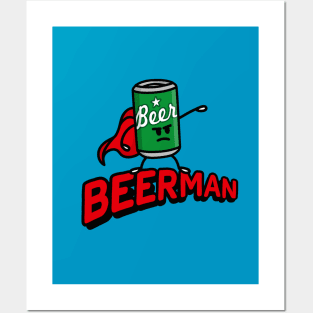 Beerman, funny superhero pun beer gifts for men Beer man Posters and Art